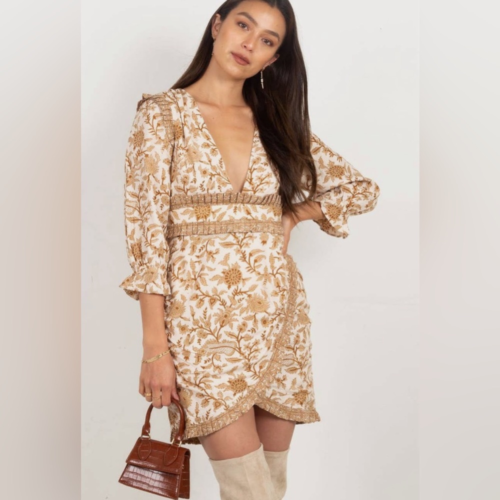 Cleobella Victoria Mini Dress / Tan / Size XL - Picture 3 of 11